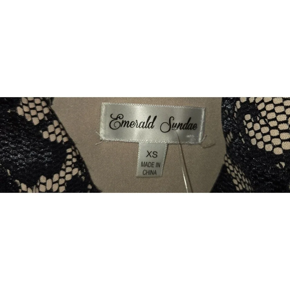 Emerald Sundae Womens Black Lace Nude Lining V-Neck Maxi Dress Size XS Slit - Picture 2 of 4